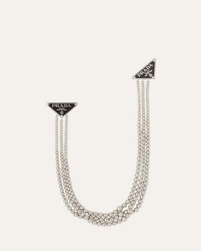 Triangle Ball Chain Brooch Necklace